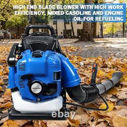 Leaf Blower, 75.6CC Gas Powered Backpack Leaf Blower, 4-Stroke Snow Blower(Blue)