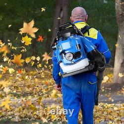 Leaf Blower, 75.6CC Gas Powered Backpack Leaf Blower, 4-Stroke Snow Blower(Blue)