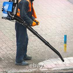 Leaf Blower, 75.6CC Gas Powered Backpack Leaf Blower, 4-Stroke Snow Blower(Blue)