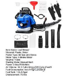 Leaf Blower, 75.6CC Gas Powered Backpack Leaf Blower, 4-Stroke Snow Blower(Blue)