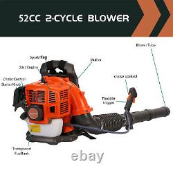 Leaf Blower Backpack Gas Powered Dust Blower 52 Cubic Centimeter Adjustable Tube