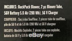 NEW EGO 600 CFM 56-Volt Lith-Ion Cordless Backpack Blower 5.0 Ah Battery NOT INC