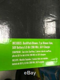 NEW EGO LB6002 145Mph 600Cfm 56V Cordless Backpack Leaf Blower with 5.0Ah +Charger