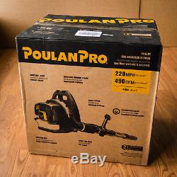 NEW Poulan Pro PR46BT Gas Backpack Leaf Blower - 46 cc, 220 MPH, 490 CFM