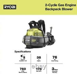 NEW Ryobi RY38BP 175 MPH 760 CFM 2 Cycle Backpack Blower