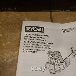 New RYOBI 40V Cordless Battery Backpack Leaf Blower & Battery + Charger #173