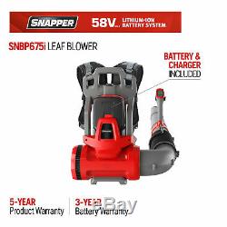 New Snapper 58V 5.2ah Battery 675 CFM Cordless Backpack Leaf Blower Fast Ship