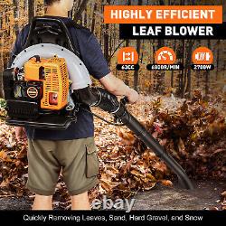 New Upgraded 65CC 2-Stroke 850CFM 3.7HP Commercial Backpack Gas Leaf Blower