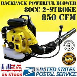 Pro 80cc 2-Cycle Gas 850 CFM 230 MPH Backpack Leaf Blower Grass Yard Cleaning