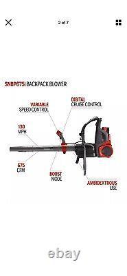 Snapper 58-Volt Cordless 675 CFM 130 MPH Backpack Leaf Blower (Battery included)